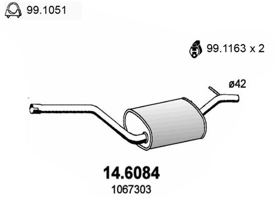 ASSO Средний глушитель выхлопных газов 14.6084