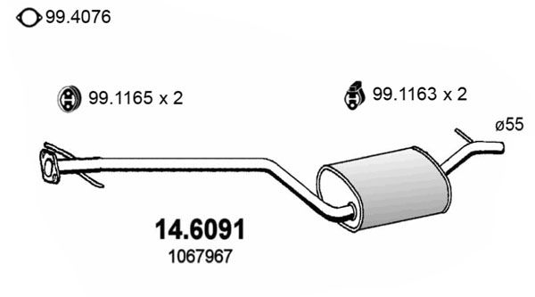 ASSO Средний глушитель выхлопных газов 14.6091