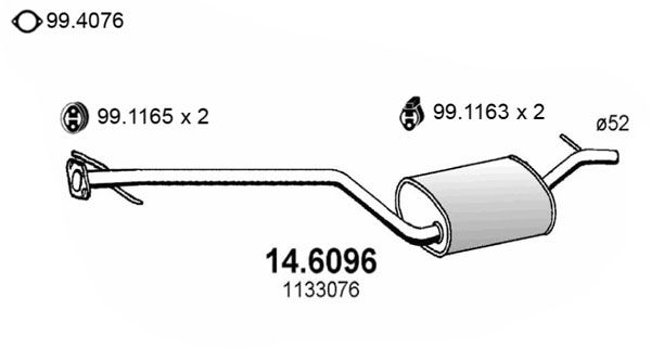 ASSO Vidējais izpl. gāzu trokšņa slāpētājs 14.6096