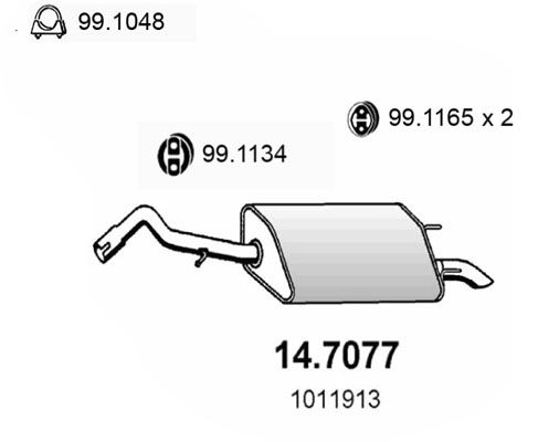 ASSO Izplūdes gāzu trokšņa slāpētājs (pēdējais) 14.7077