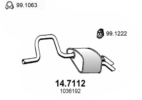 ASSO Izplūdes gāzu trokšņa slāpētājs (pēdējais) 14.7112