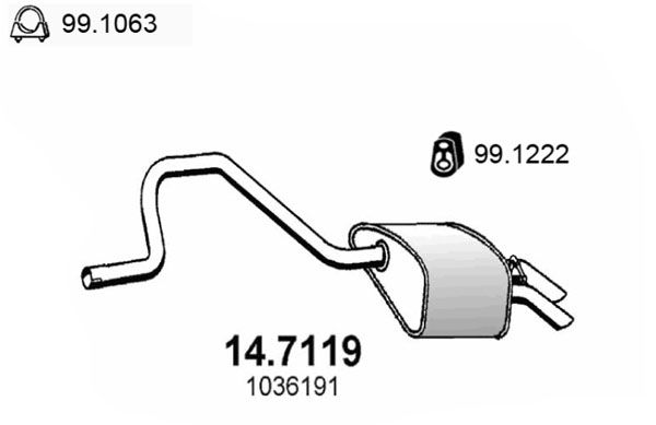 ASSO Izplūdes gāzu trokšņa slāpētājs (pēdējais) 14.7119