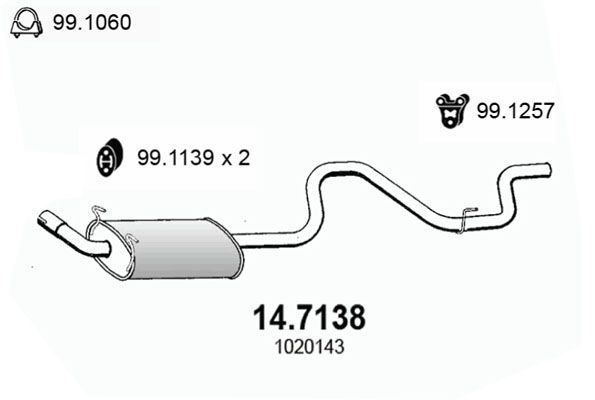 ASSO Izplūdes gāzu trokšņa slāpētājs (pēdējais) 14.7138