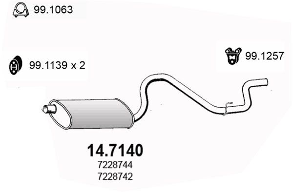 ASSO Izplūdes gāzu trokšņa slāpētājs (pēdējais) 14.7140