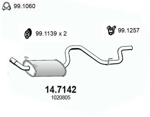 ASSO Izplūdes gāzu trokšņa slāpētājs (pēdējais) 14.7142