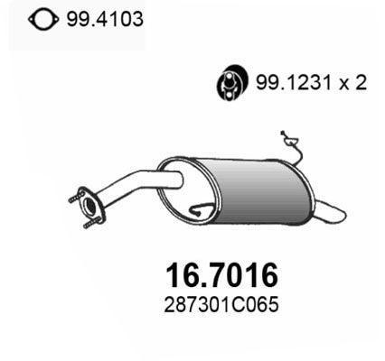 ASSO Глушитель выхлопных газов конечный 16.7016