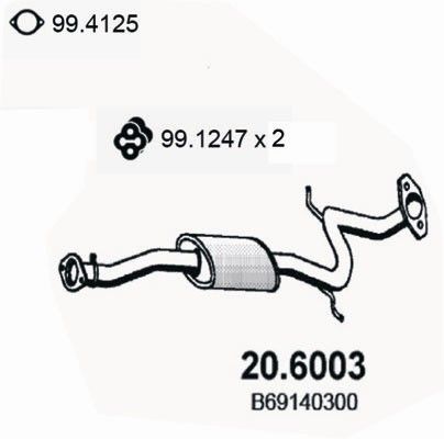 ASSO Средний глушитель выхлопных газов 20.6003