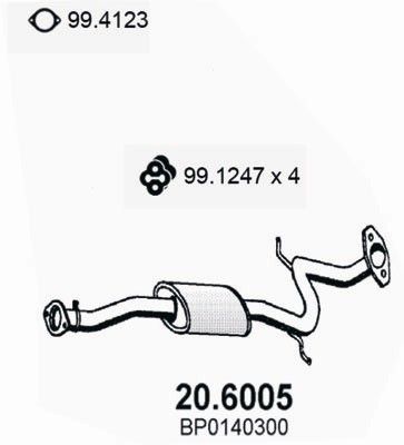 ASSO Средний глушитель выхлопных газов 20.6005