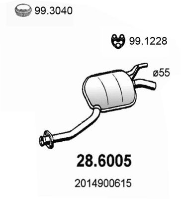 ASSO Vidējais izpl. gāzu trokšņa slāpētājs 28.6005