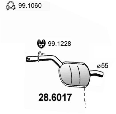 ASSO Vidējais izpl. gāzu trokšņa slāpētājs 28.6017