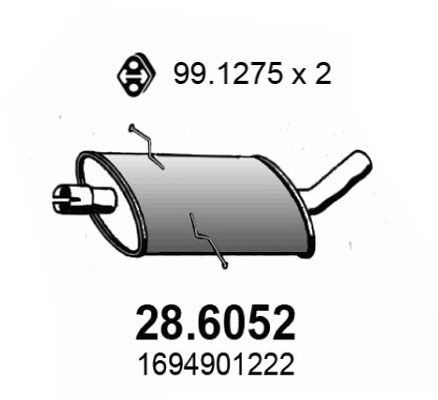 ASSO Vidējais izpl. gāzu trokšņa slāpētājs 28.6052