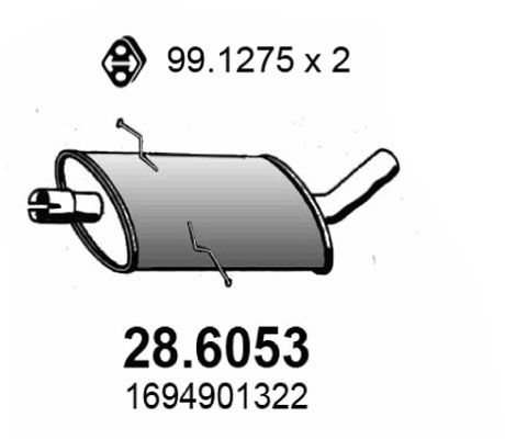 ASSO Vidējais izpl. gāzu trokšņa slāpētājs 28.6053