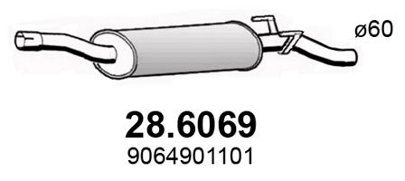 ASSO Средний глушитель выхлопных газов 28.6069