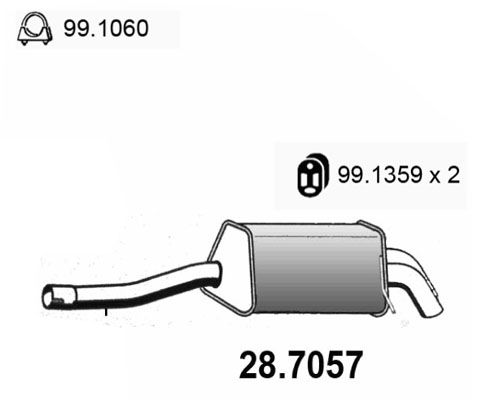 ASSO Izplūdes gāzu trokšņa slāpētājs (pēdējais) 28.7057