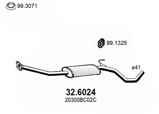 ASSO Vidējais izpl. gāzu trokšņa slāpētājs 32.6024