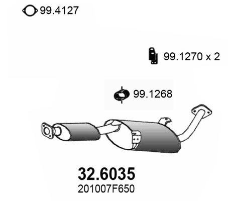 ASSO Vidējais izpl. gāzu trokšņa slāpētājs 32.6035