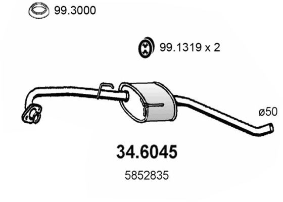 ASSO Vidējais izpl. gāzu trokšņa slāpētājs 34.6045