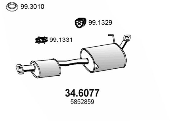 ASSO Vidējais izpl. gāzu trokšņa slāpētājs 34.6077