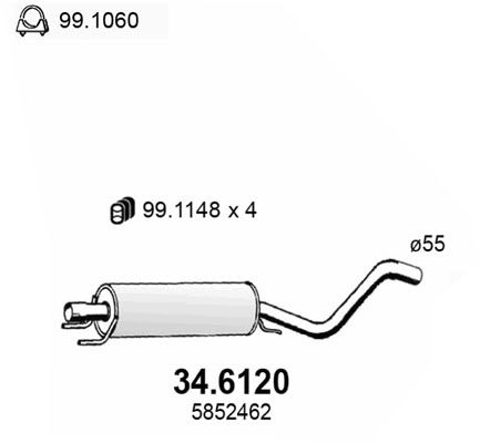 ASSO Средний глушитель выхлопных газов 34.6120