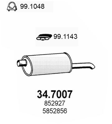 ASSO Izplūdes gāzu trokšņa slāpētājs (pēdējais) 34.7007