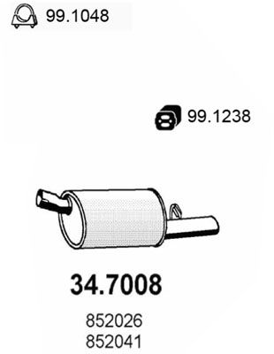 ASSO Izplūdes gāzu trokšņa slāpētājs (pēdējais) 34.7008