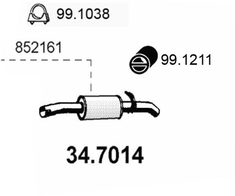 ASSO Глушитель выхлопных газов конечный 34.7014