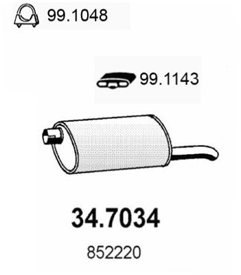 ASSO Izplūdes gāzu trokšņa slāpētājs (pēdējais) 34.7034