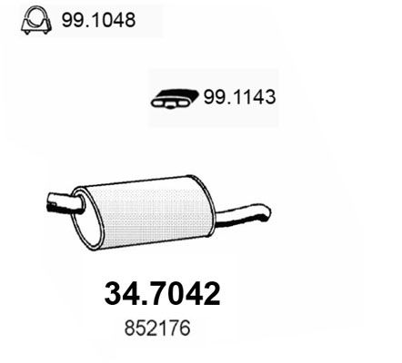 ASSO Izplūdes gāzu trokšņa slāpētājs (pēdējais) 34.7042