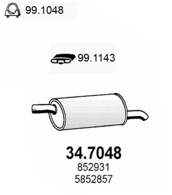 ASSO Глушитель выхлопных газов конечный 34.7048