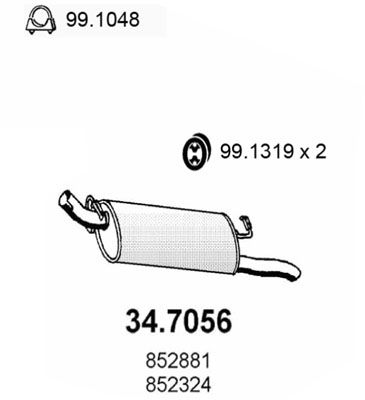 ASSO Izplūdes gāzu trokšņa slāpētājs (pēdējais) 34.7056