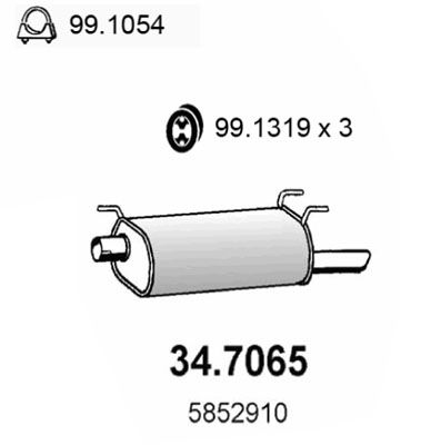 ASSO Izplūdes gāzu trokšņa slāpētājs (pēdējais) 34.7065