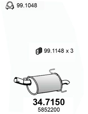 ASSO Izplūdes gāzu trokšņa slāpētājs (pēdējais) 34.7150