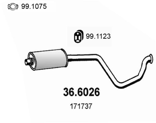 ASSO Vidējais izpl. gāzu trokšņa slāpētājs 36.6026