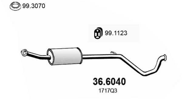 ASSO Vidējais izpl. gāzu trokšņa slāpētājs 36.6040