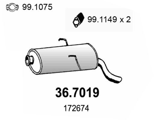 ASSO Izplūdes gāzu trokšņa slāpētājs (pēdējais) 36.7019
