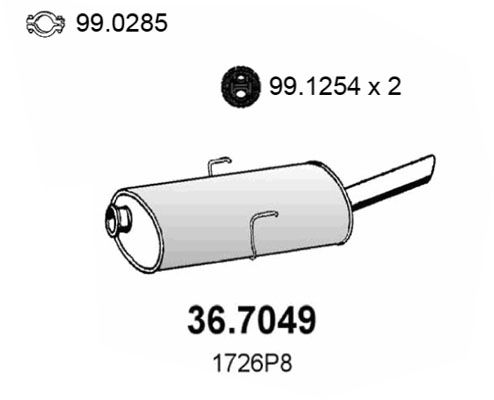 ASSO Глушитель выхлопных газов конечный 36.7049
