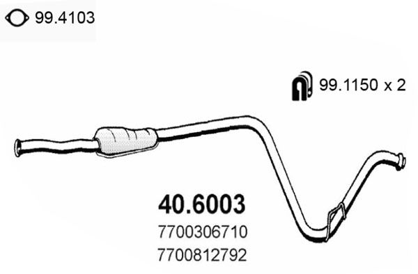 ASSO Vidējais izpl. gāzu trokšņa slāpētājs 40.6003