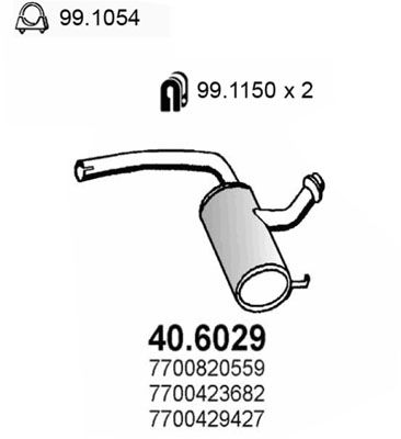 ASSO Vidējais izpl. gāzu trokšņa slāpētājs 40.6029