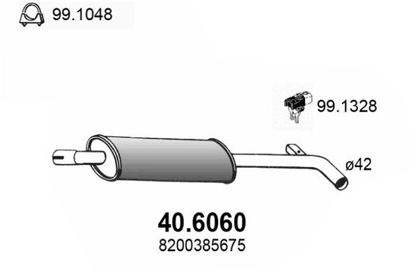 ASSO Vidējais izpl. gāzu trokšņa slāpētājs 40.6060