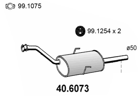 ASSO Средний глушитель выхлопных газов 40.6073
