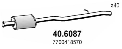 ASSO Vidējais izpl. gāzu trokšņa slāpētājs 40.6087