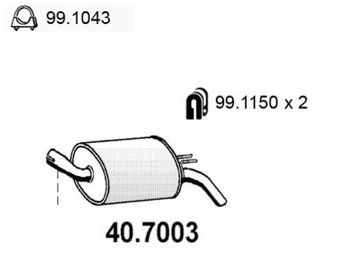 ASSO Izplūdes gāzu trokšņa slāpētājs (pēdējais) 40.7003