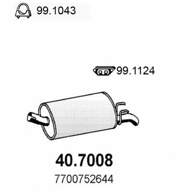 ASSO Izplūdes gāzu trokšņa slāpētājs (pēdējais) 40.7008