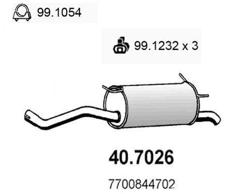 ASSO Izplūdes gāzu trokšņa slāpētājs (pēdējais) 40.7026