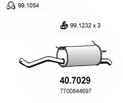 ASSO Izplūdes gāzu trokšņa slāpētājs (pēdējais) 40.7029