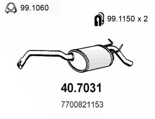 ASSO Izplūdes gāzu trokšņa slāpētājs (pēdējais) 40.7031