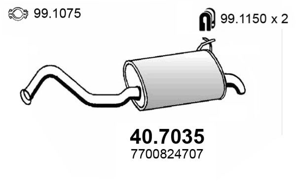 ASSO Izplūdes gāzu trokšņa slāpētājs (pēdējais) 40.7035