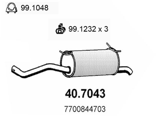 ASSO Izplūdes gāzu trokšņa slāpētājs (pēdējais) 40.7043