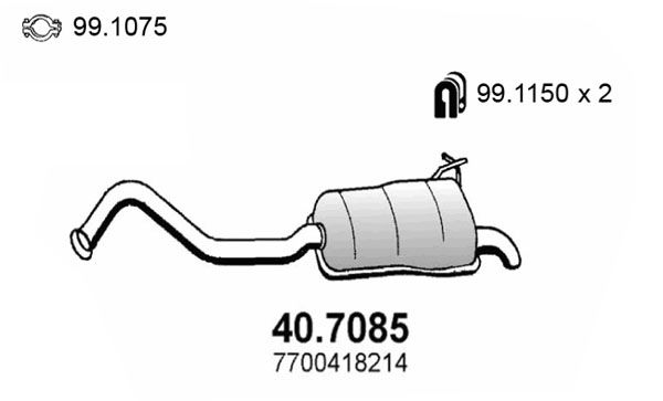 ASSO Izplūdes gāzu trokšņa slāpētājs (pēdējais) 40.7085