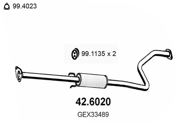 ASSO Vidējais izpl. gāzu trokšņa slāpētājs 42.6020